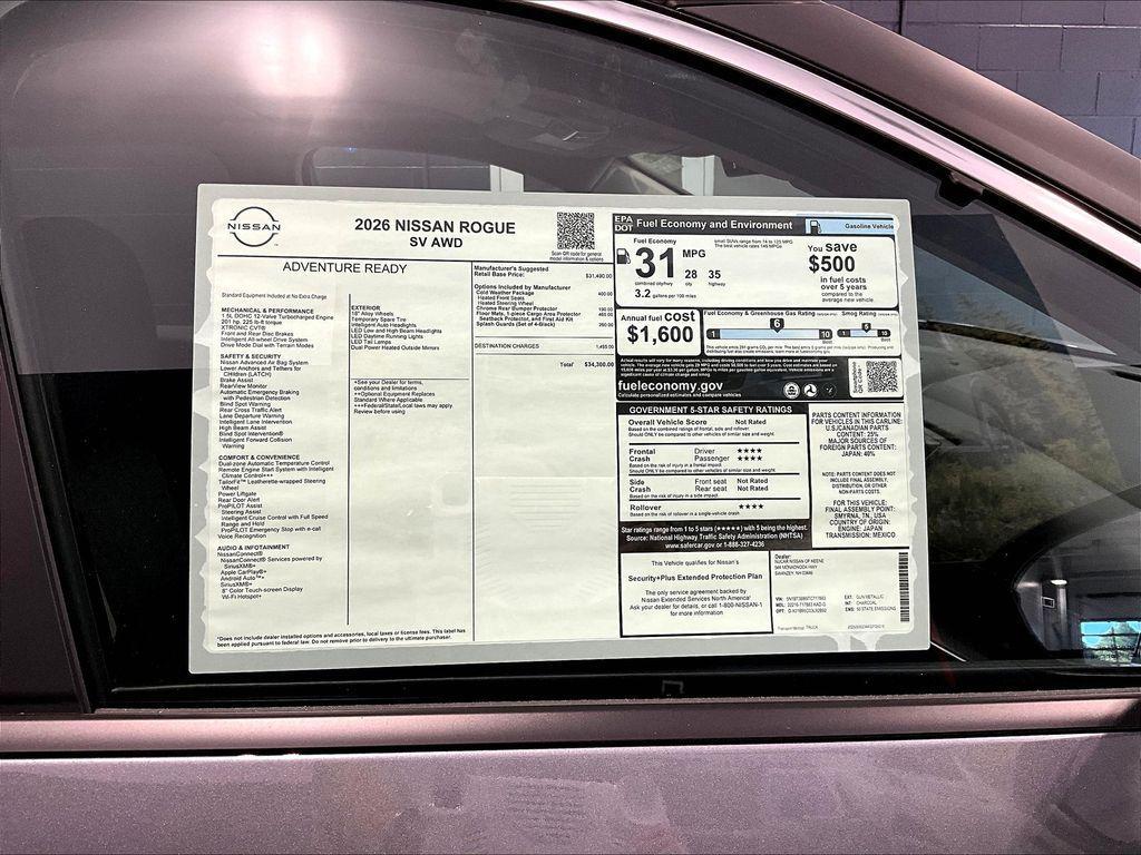 new 2026 Nissan Rogue car, priced at $30,563