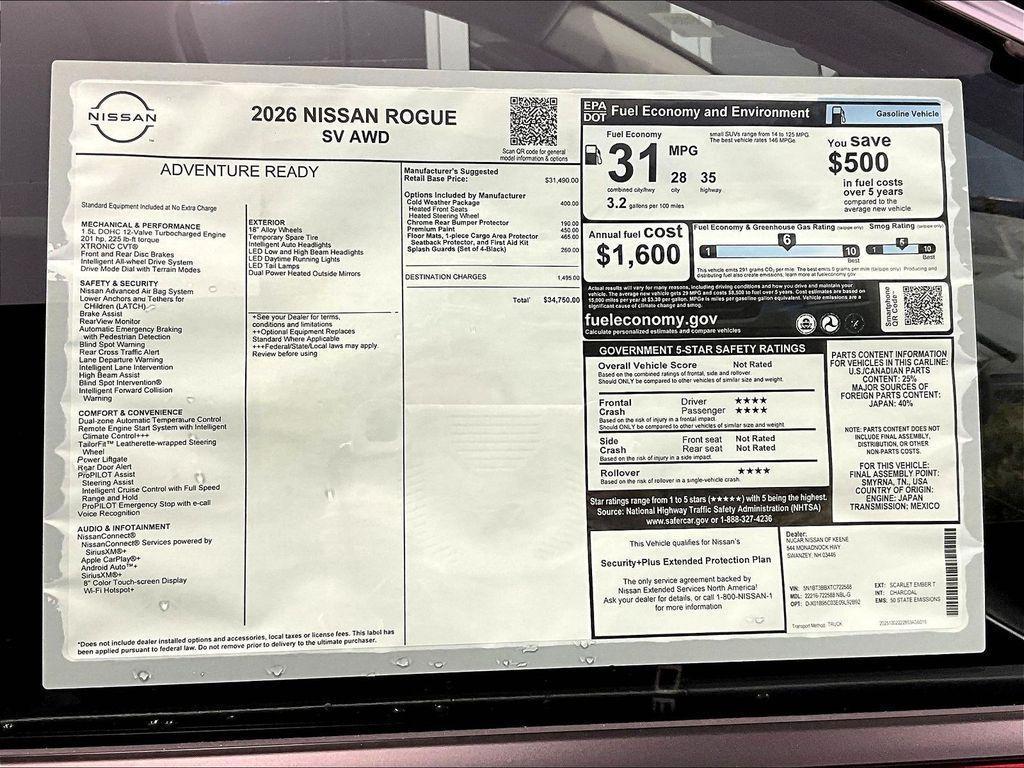 new 2026 Nissan Rogue car, priced at $31,821