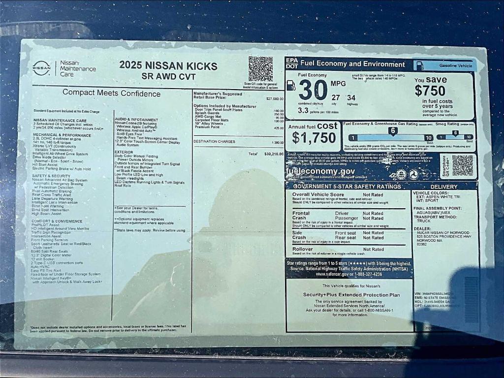 new 2025 Nissan Kicks car, priced at $30,210