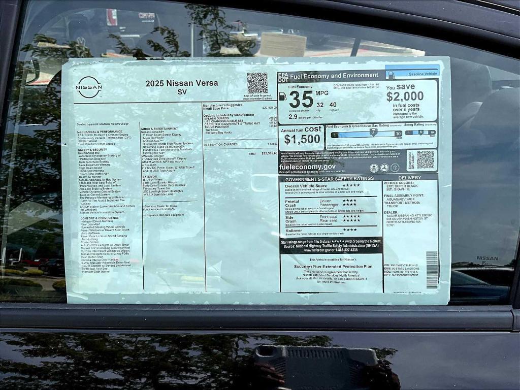 new 2025 Nissan Versa car, priced at $21,618