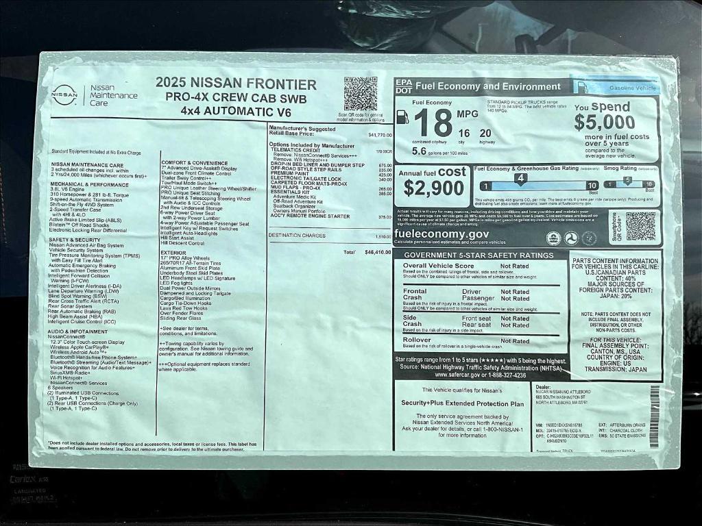 new 2025 Nissan Frontier car, priced at $43,831