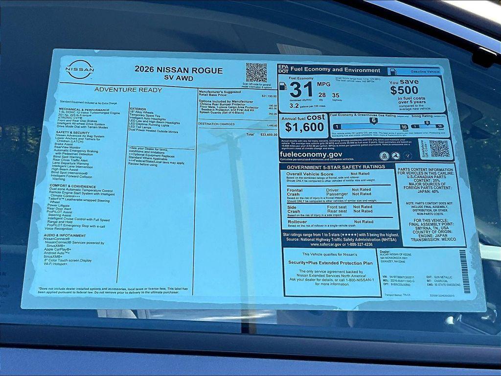 new 2026 Nissan Rogue car, priced at $30,761