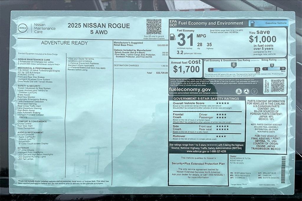 new 2025 Nissan Rogue car, priced at $30,208