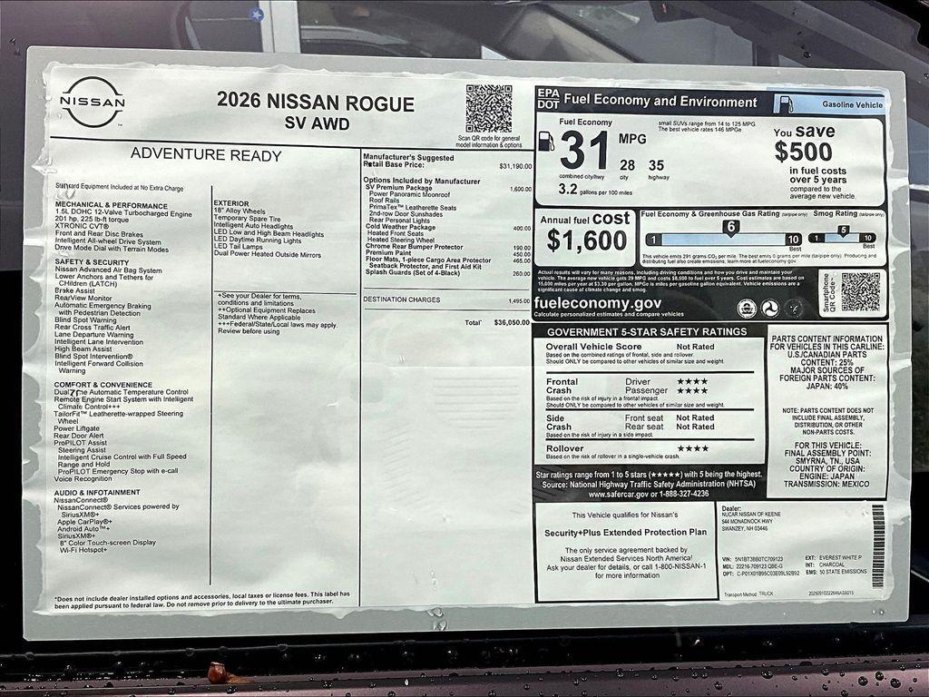 new 2026 Nissan Rogue car, priced at $32,984