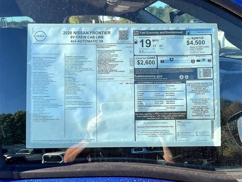 new 2026 Nissan Frontier car, priced at $43,528