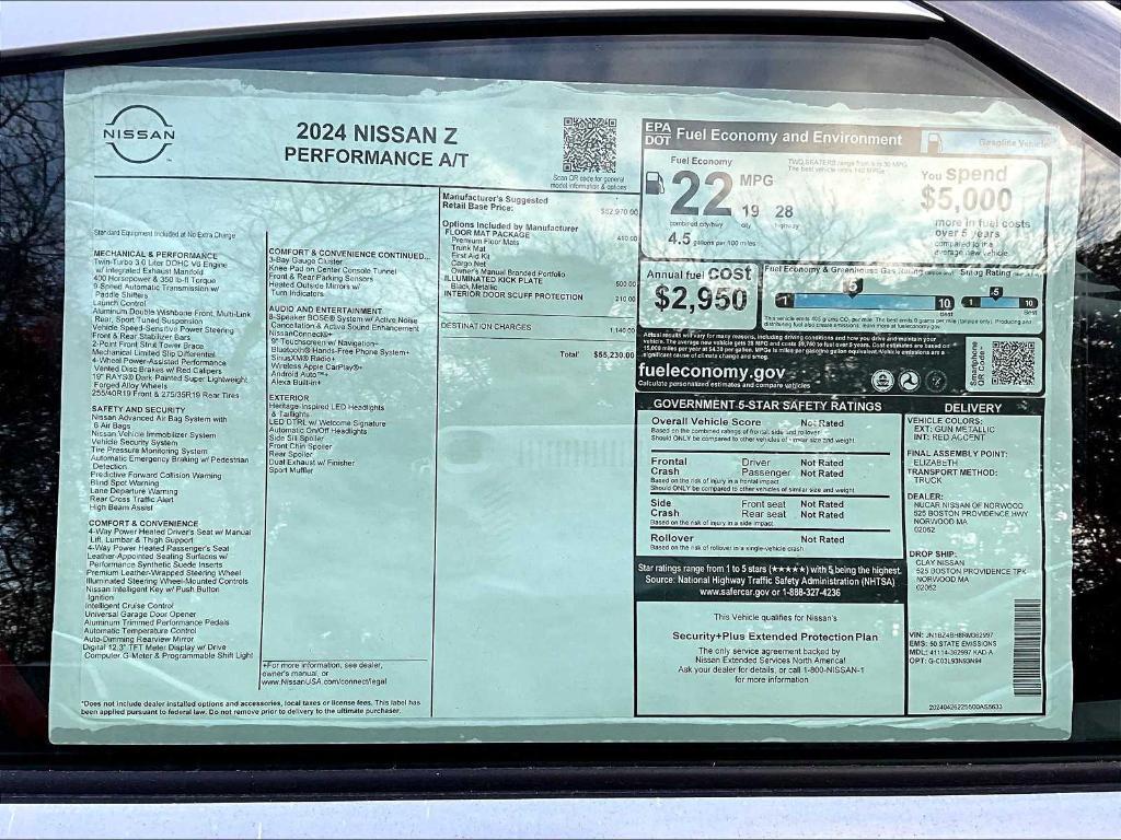 new 2024 Nissan Z car, priced at $48,997