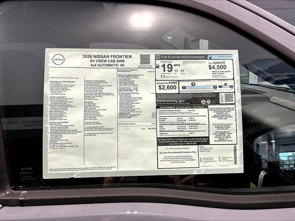 new 2026 Nissan Frontier car, priced at $41,048