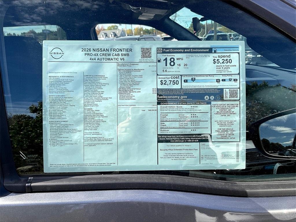 new 2026 Nissan Frontier car, priced at $43,043