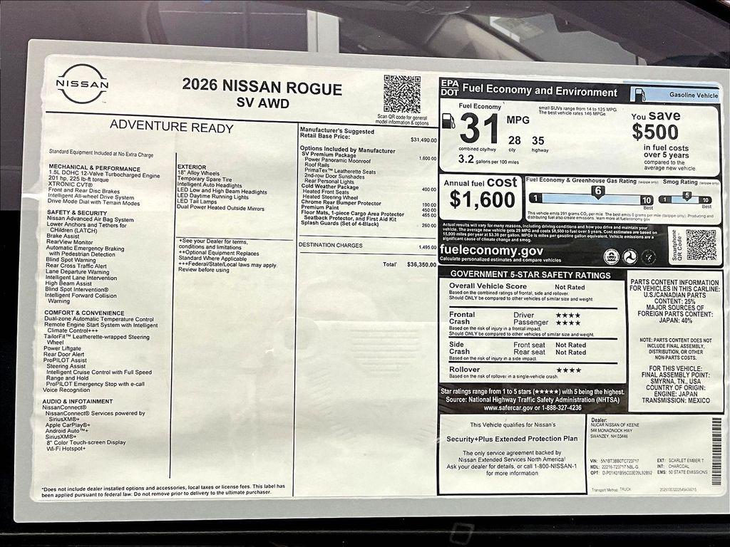 new 2026 Nissan Rogue car, priced at $33,274