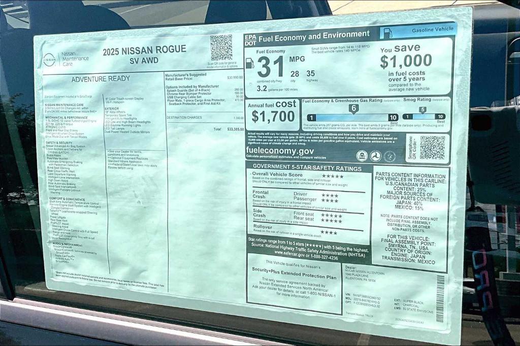 new 2025 Nissan Rogue car, priced at $33,385