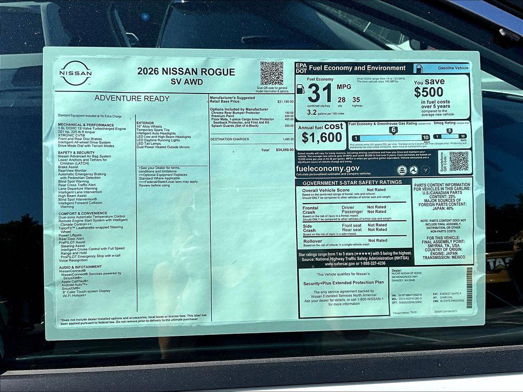 new 2026 Nissan Rogue car, priced at $30,319