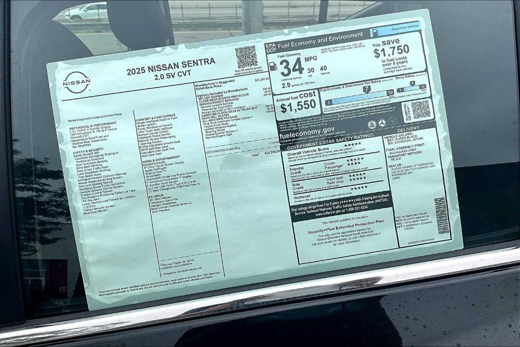 new 2025 Nissan Sentra car, priced at $24,995