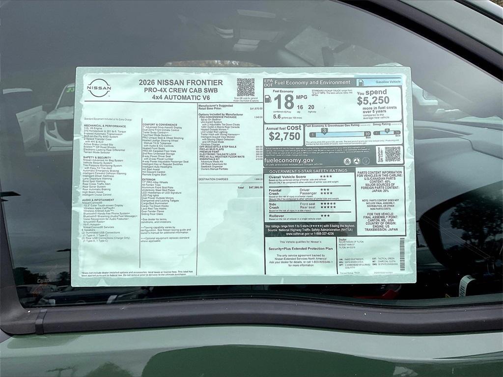 new 2026 Nissan Frontier car, priced at $43,612