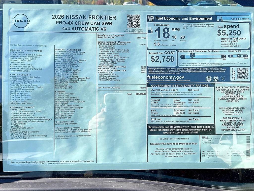 new 2026 Nissan Frontier car, priced at $43,043