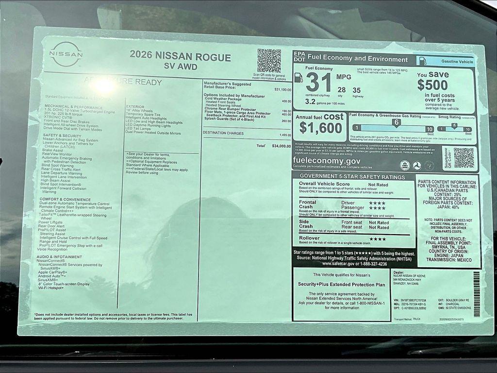 new 2026 Nissan Rogue car, priced at $31,124