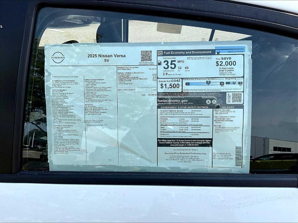 new 2025 Nissan Versa car, priced at $22,024