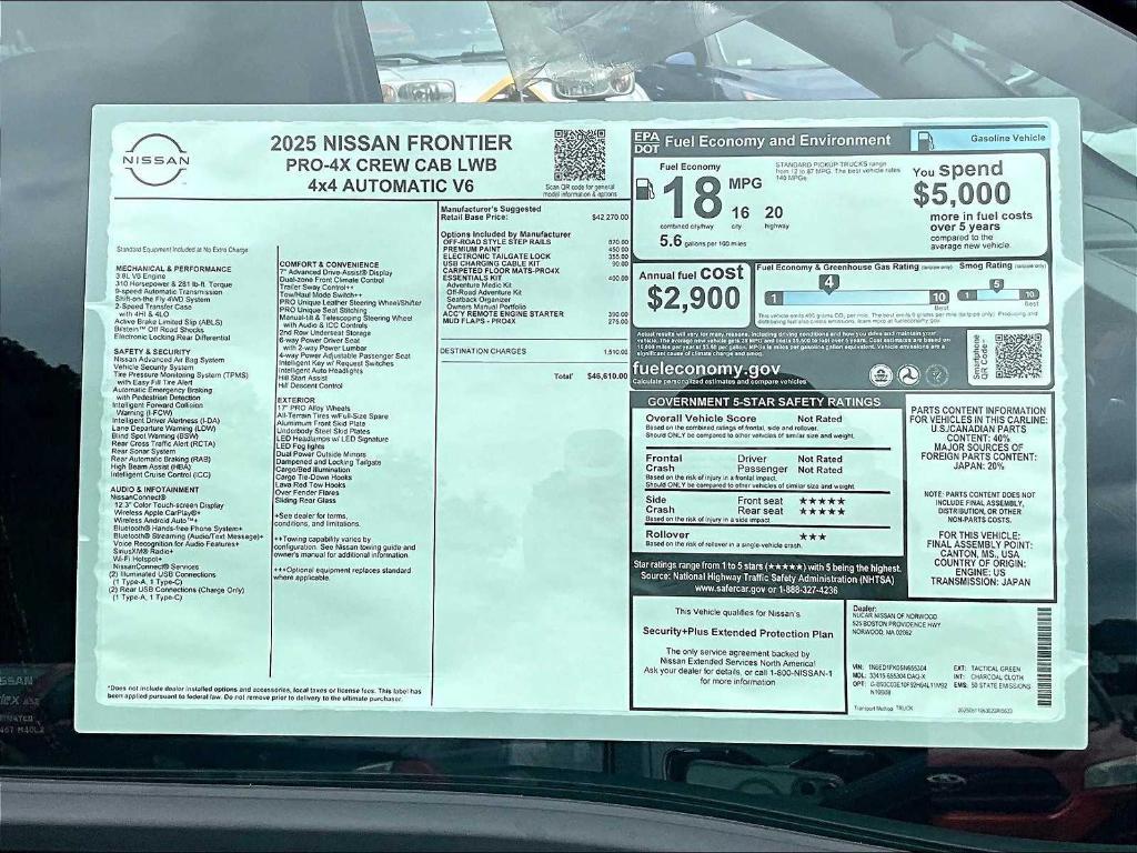 new 2025 Nissan Frontier car, priced at $46,610