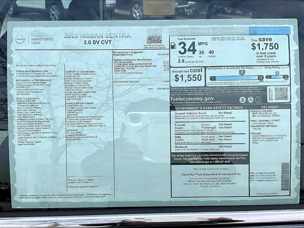 new 2025 Nissan Sentra car, priced at $23,259