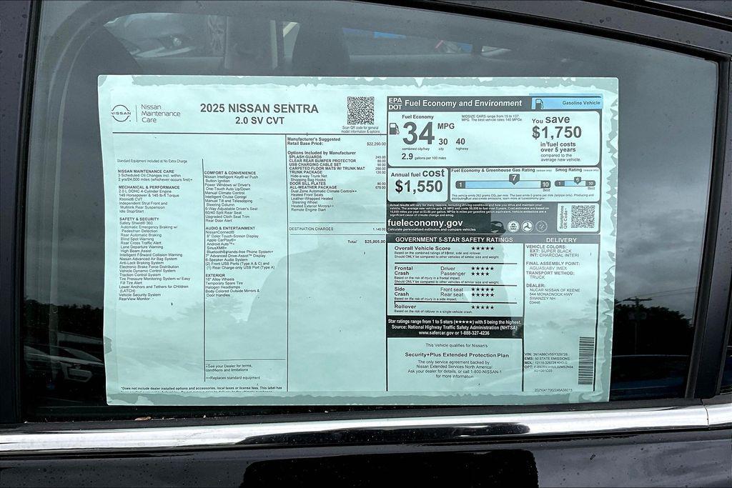 new 2025 Nissan Sentra car, priced at $24,255