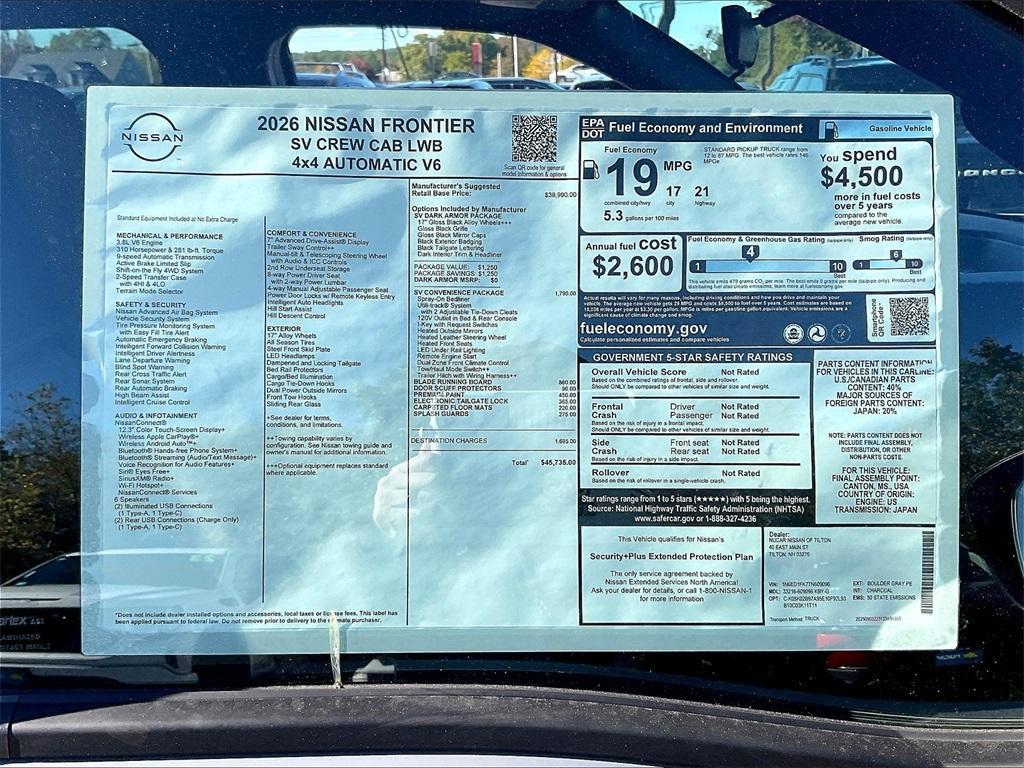 new 2026 Nissan Frontier car, priced at $42,082