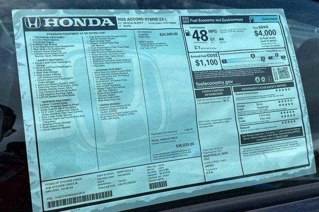 new 2025 Honda Accord Hybrid car, priced at $36,035