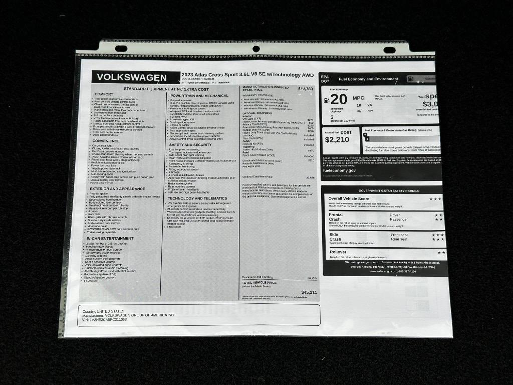 used 2023 Volkswagen Atlas Cross Sport car, priced at $26,950