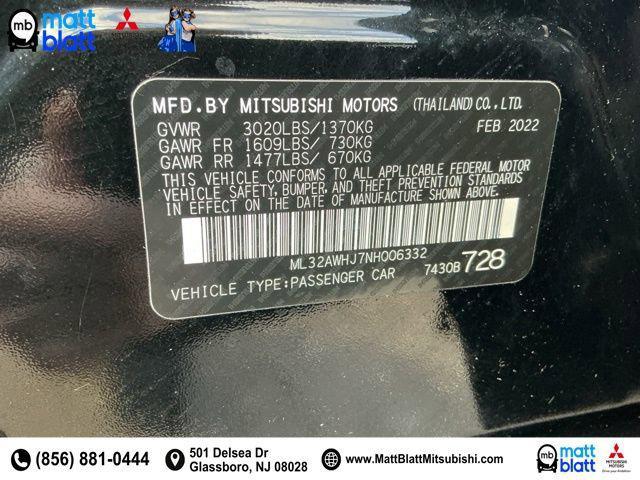 used 2022 Mitsubishi Mirage car, priced at $12,899