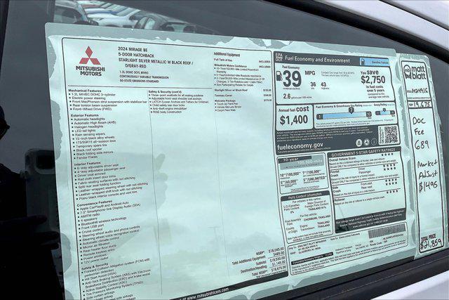 new 2024 Mitsubishi Mirage car, priced at $19,675