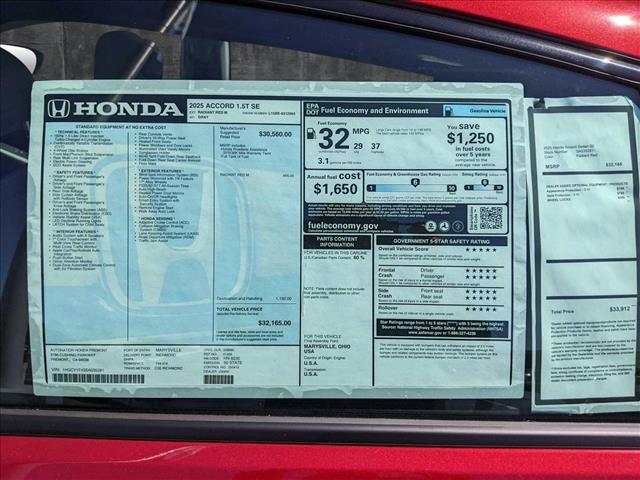 new 2025 Honda Accord car, priced at $30,996