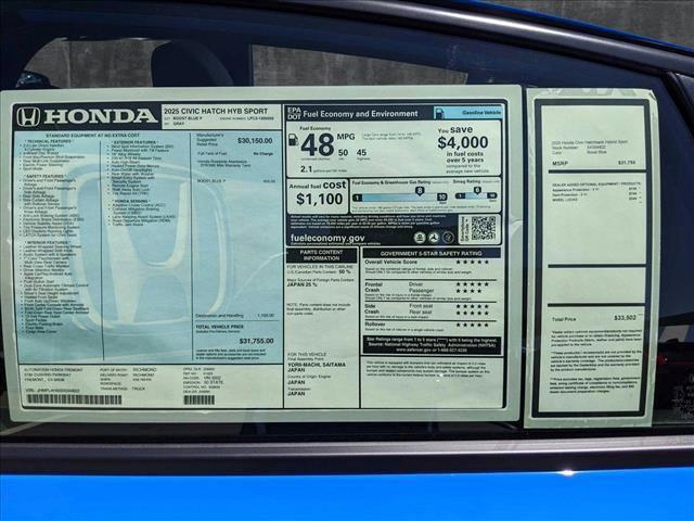 new 2025 Honda Civic Hybrid car, priced at $31,755
