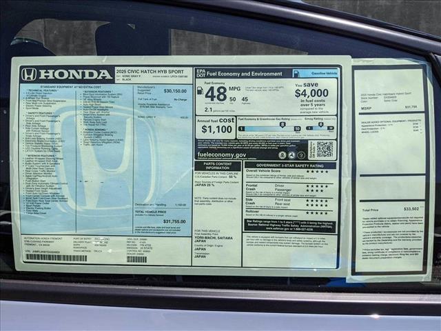 new 2025 Honda Civic Hybrid car, priced at $31,755