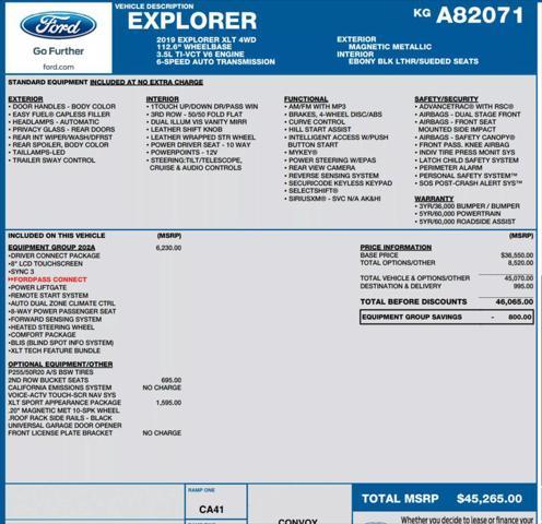 used 2019 Ford Explorer car, priced at $20,995