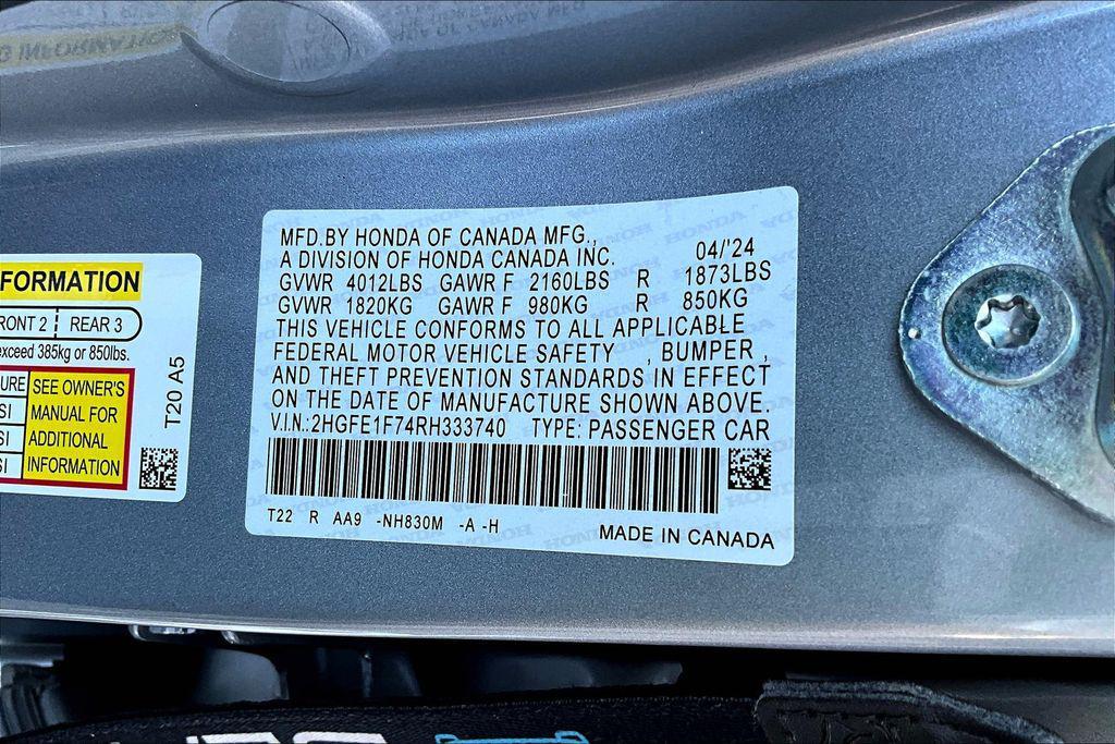 used 2024 Honda Civic car, priced at $25,484