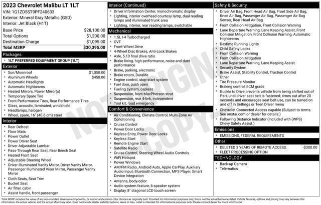 used 2023 Chevrolet Malibu car, priced at $18,995