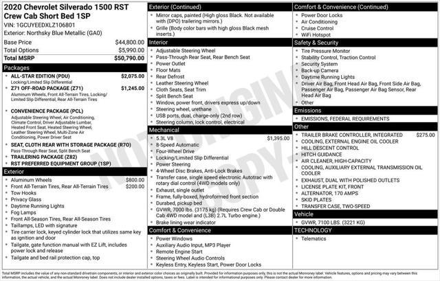 used 2020 Chevrolet Silverado 1500 car, priced at $30,000