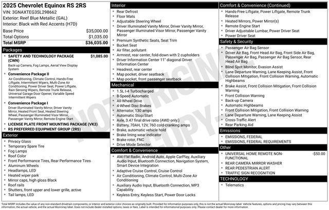 new 2025 Chevrolet Equinox car, priced at $36,430