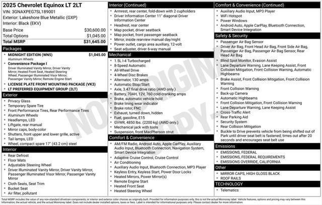 new 2025 Chevrolet Equinox car, priced at $31,995
