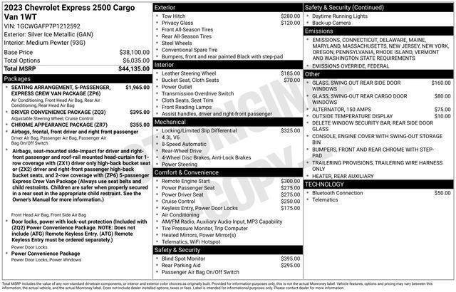 new 2023 Chevrolet Express 2500 car, priced at $64,995