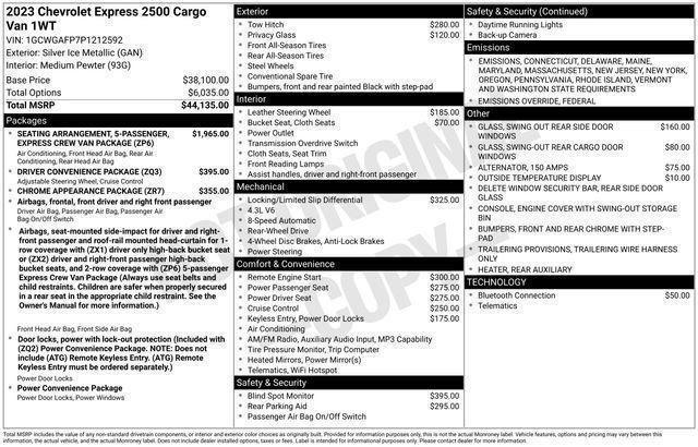 new 2023 Chevrolet Express 2500 car, priced at $64,995
