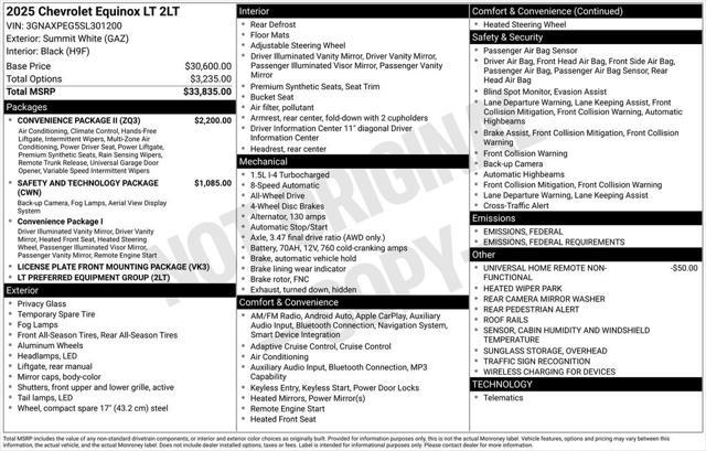 new 2025 Chevrolet Equinox car, priced at $35,230