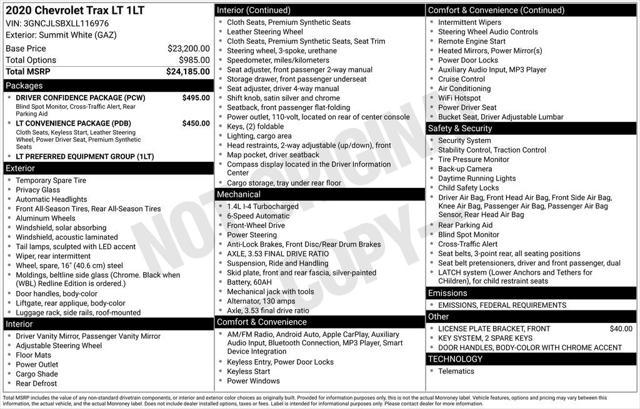 used 2020 Chevrolet Trax car, priced at $15,750
