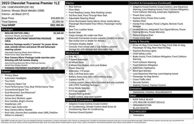 used 2023 Chevrolet Traverse car, priced at $43,500