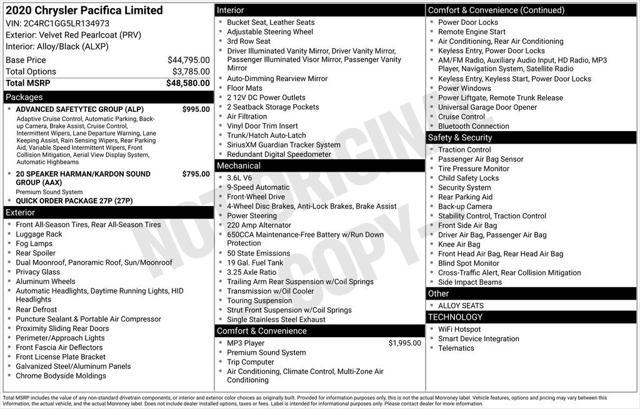 used 2020 Chrysler Pacifica car, priced at $15,000