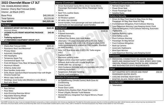 used 2022 Chevrolet Blazer car, priced at $28,200