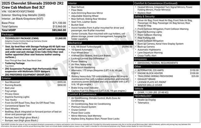 new 2025 Chevrolet Silverado 2500 car, priced at $85,805