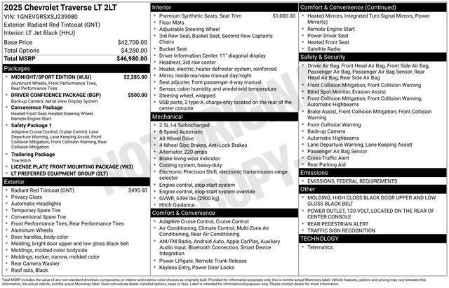 new 2025 Chevrolet Traverse car, priced at $47,375
