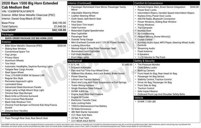 used 2020 Ram 1500 car, priced at $28,500