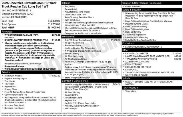 new 2025 Chevrolet Silverado 3500 car, priced at $60,400