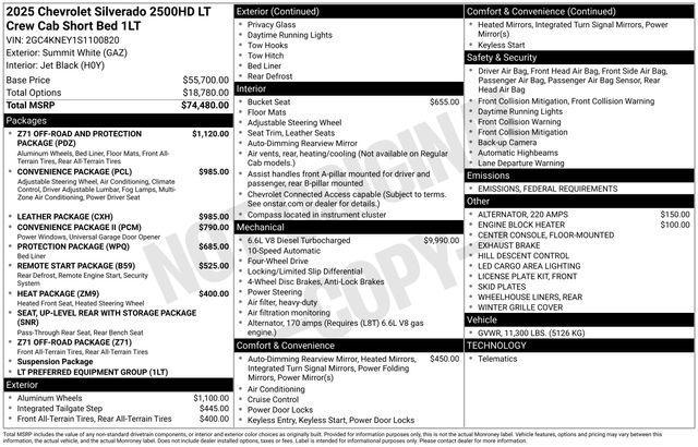 new 2025 Chevrolet Silverado 2500 car, priced at $67,995