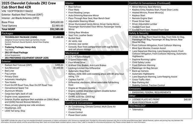new 2025 Chevrolet Colorado car, priced at $53,215
